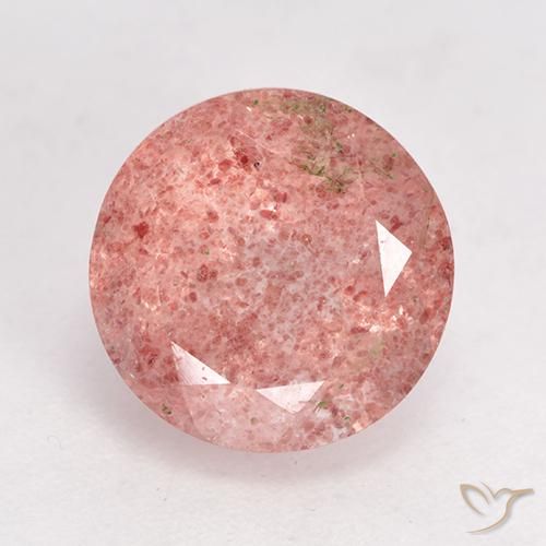 3.97ct Natural Rosado claro medio Cuarzo fresa, Redondo, Translúcido