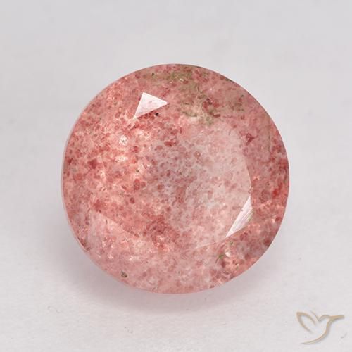 Cuarzo fresa Rosado claro medio natural de 3.97 ct, Redondo, Translúcido