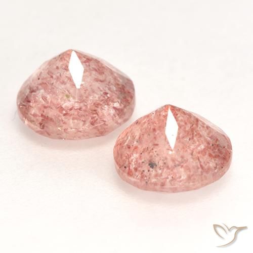 Gemas de Cuarzo fresa Rosado claro medio natural de 2.37 ct, Redondo, Translúcido