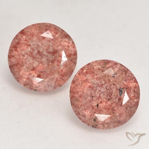 2.45ctw Natural Rosa rosado cuarzo fresa, Redondo, Translúcido
