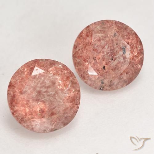 Gemas de Cuarzo fresa Rosa rosado natural de 2.45 ct, Redondo, Translúcido