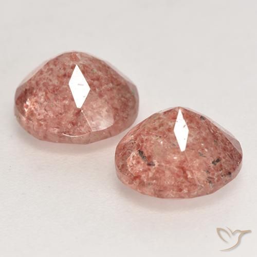 Gemas de Cuarzo fresa Rosa rosado natural de 2.45 ct, Redondo, Translúcido