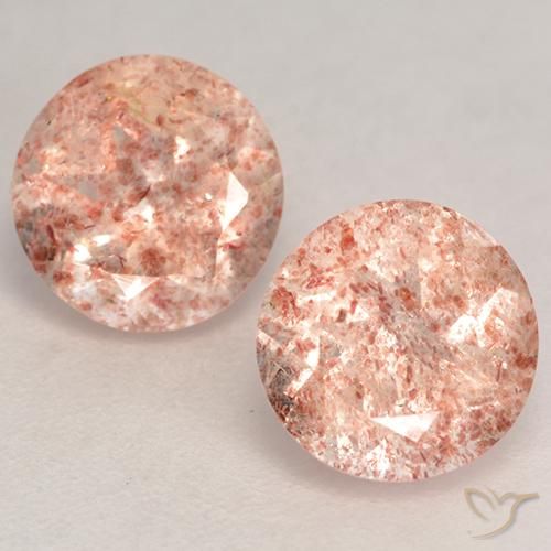2.44ctw Natural Rosado anaranjado claro cuarzo fresa, Redondo, Translúcido