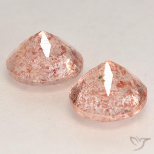 Gemas de Cuarzo fresa Rosado anaranjado claro natural de 2.44 ct, Redondo, Translúcido