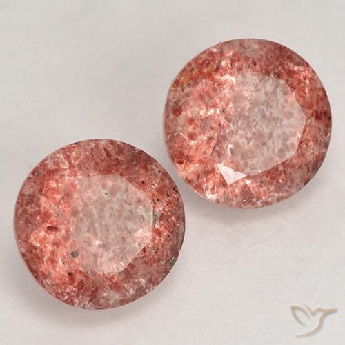Gemas de Cuarzo fresa Rosado claro natural de 2.35 ct, Redondo, Translúcido