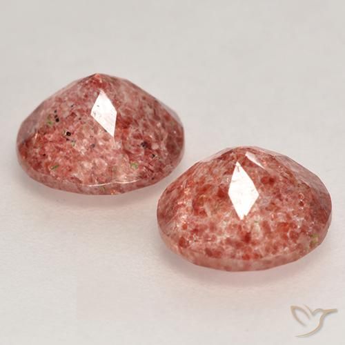 Gemas de Cuarzo fresa Rosado claro natural de 2.35 ct, Redondo, Translúcido