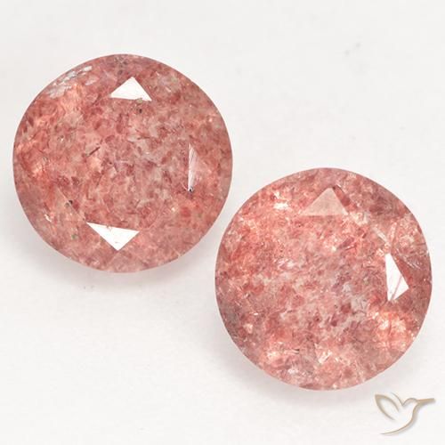 2.25ctw Natural Rosa rosado Cuarzo fresa, Redondo, Translúcido