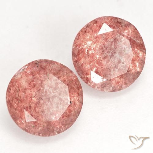 Gemas de Cuarzo fresa Rosa rosado natural de 2.25 ct, Redondo, Translúcido