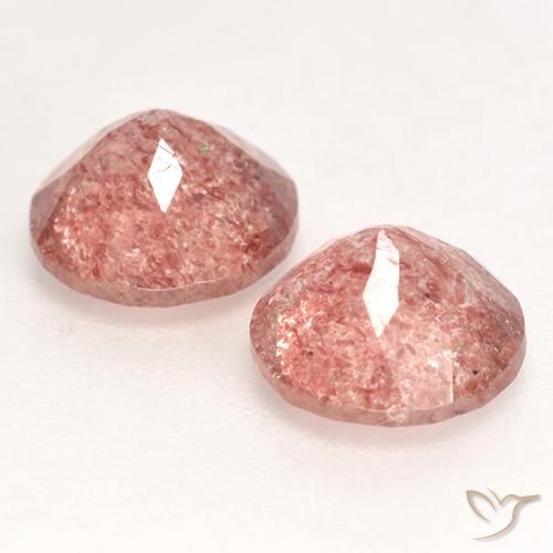 Gemas de Cuarzo fresa Rosa rosado natural de 2.25 ct, Redondo, Translúcido
