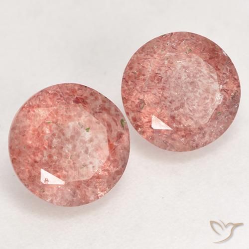 Gemas de Cuarzo fresa Rosa rosado natural de 2.29 ct, Redondo, Translúcido