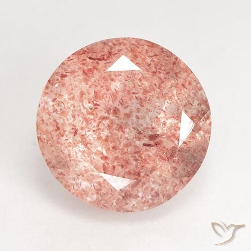 3.70ct Natural Naranja rosado Cuarzo fresa, Redondo, Translúcido