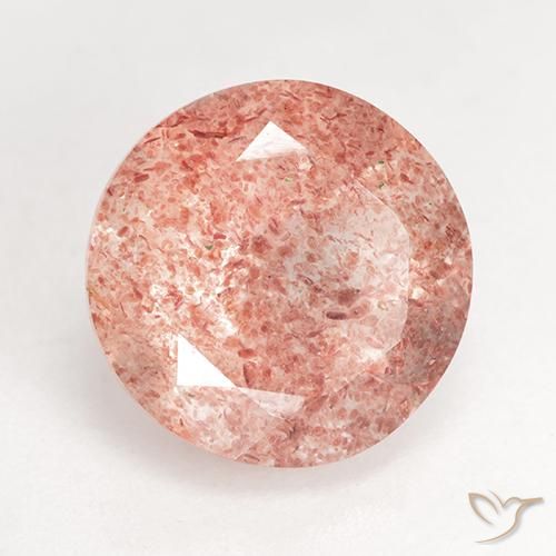 Cuarzo fresa Naranja rosado natural de 3.70 ct, Redondo, Translúcido