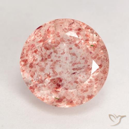 3.86ct Natural Rosa durazno Cuarzo fresa, Redondo, Transparente