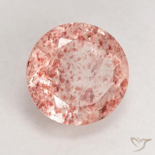 Cuarzo fresa Rosa durazno natural de 3.86 ct, Redondo, Transparente