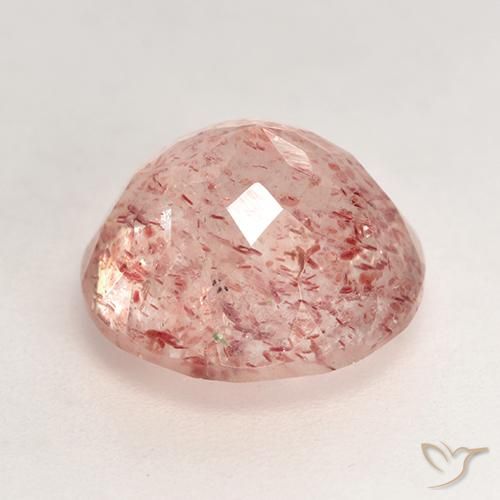 Cuarzo fresa Rosa durazno natural de 3.86 ct, Redondo, Transparente