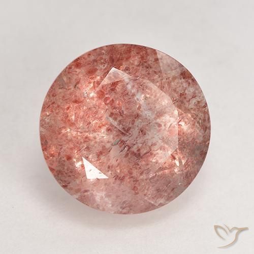 Cuarzo fresa Rojo indio natural de 3.64 ct, Redondo, Translúcido
