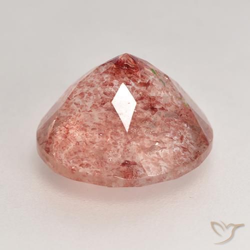 Cuarzo fresa Rojo indio natural de 3.64 ct, Redondo, Translúcido