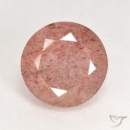 3.59ct Natural Rosado pomelo Cuarzo fresa, Redondo, Translúcido