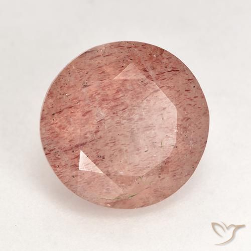 Cuarzo fresa Rosado pomelo natural de 3.59 ct, Redondo, Translúcido