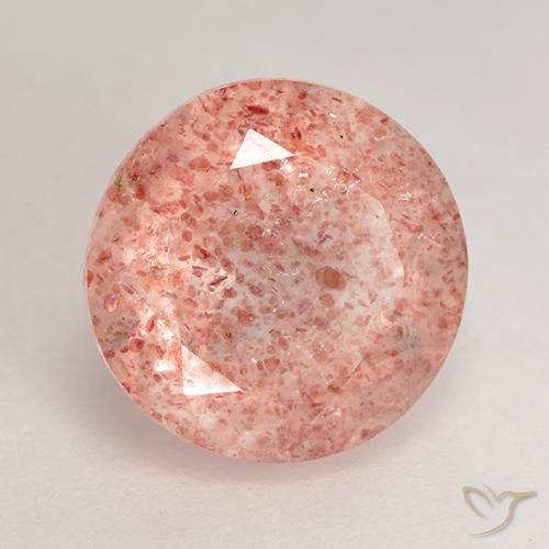 Cuarzo fresa Rosado medio natural de 3.77 ct, Redondo, Translúcido