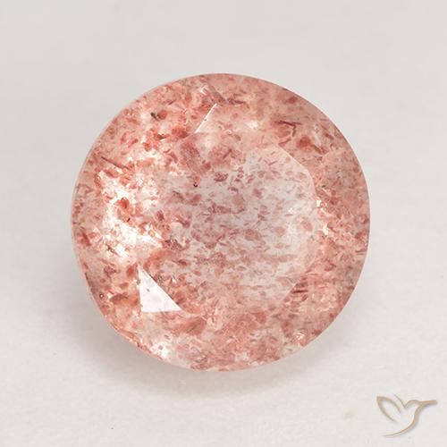 Cuarzo fresa Rosado medio natural de 3.60 ct, Redondo, Translúcido