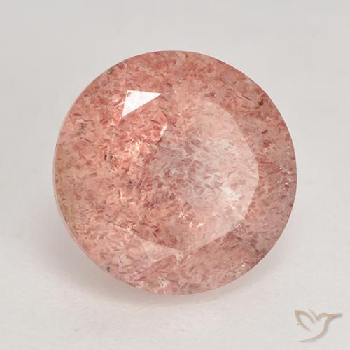 Cuarzo fresa Rosado medio natural de 3.61 ct, Redondo, Translúcido