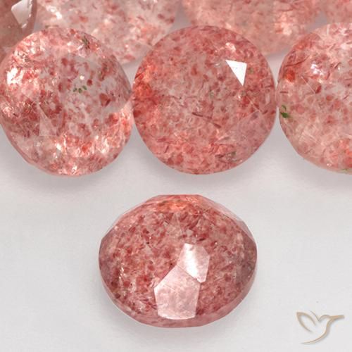 Cuarzo fresa Rosado medio natural de 1.11 ct, Redondo, Translúcido
