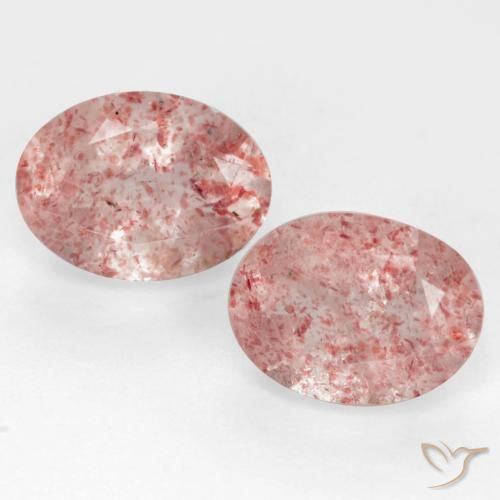 2.23ctw Natural Rosado claro medio cuarzo fresa, Ovalada, Transparente