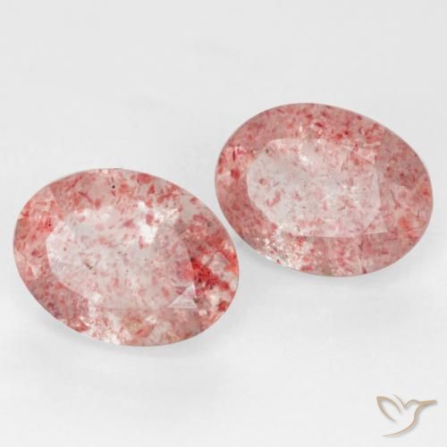 Gemas de Cuarzo fresa Rosado claro medio natural de 2.23 ct, Ovalada, Transparente