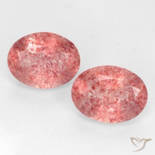 2.32ctw Natural Tono rosado rojizo cuarzo fresa, Ovalada, Translúcido