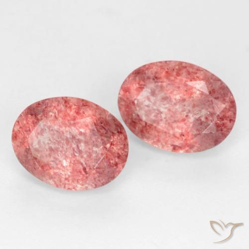 Gemas de Cuarzo fresa Tono rosado rojizo natural de 2.32 ct, Ovalada, Translúcido