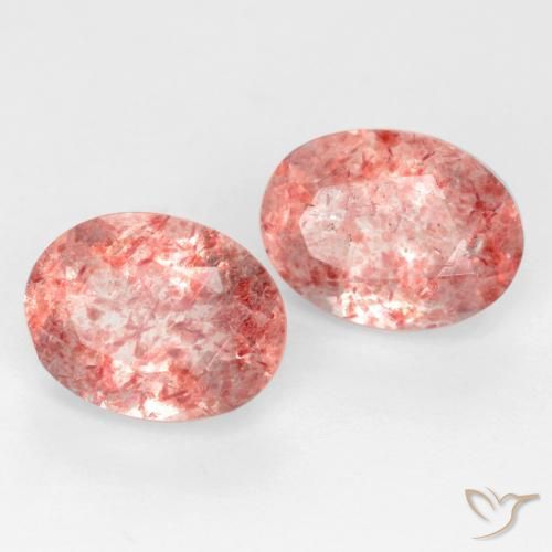 Gemas de Cuarzo fresa Rosado medio natural de 2.58 ct, Ovalada, Translúcido