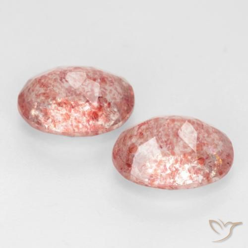 Gemas de Cuarzo fresa Rosado medio natural de 2.58 ct, Ovalada, Translúcido