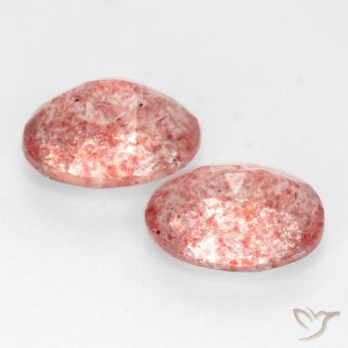 Gemas de Cuarzo Fresa Rosado medio natural de 2.29 ct, Corte Óvalo, Translúcido
