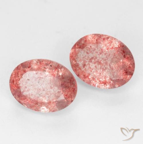 Gemas de Cuarzo fresa Rosado medio natural de 2.38 ct, Ovalada, Translúcido