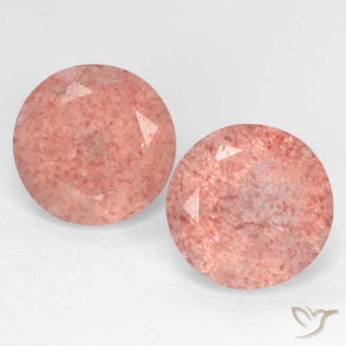Gemas de Cuarzo Fresa Rosado claro medio natural de 5.05 ct, Corte Redondo, Translúcido
