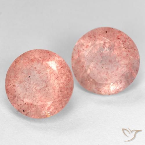Gemas de Cuarzo fresa Rosado claro medio natural de 5.84 ct, Redondo, Translúcido