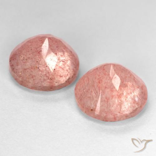 Gemas de Cuarzo fresa Rosado claro medio natural de 5.84 ct, Redondo, Translúcido