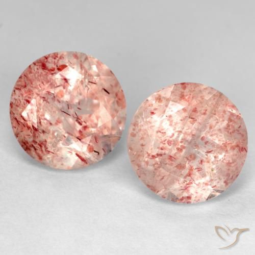 5.33ctw Natural Rosado claro Cuarzo fresa, Redondo, Transparente