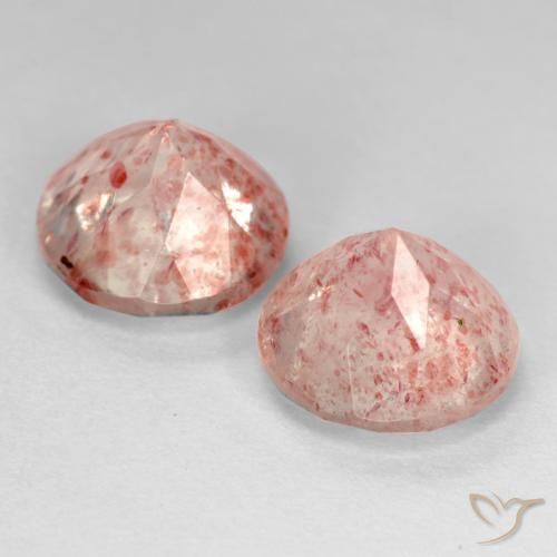 Gemas de Cuarzo fresa Rosado claro natural de 5.33 ct, Redondo, Transparente