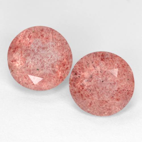 Gemas de Cuarzo Fresa Rosado medio natural de 5.08 ct, Corte Redondo, Translúcido