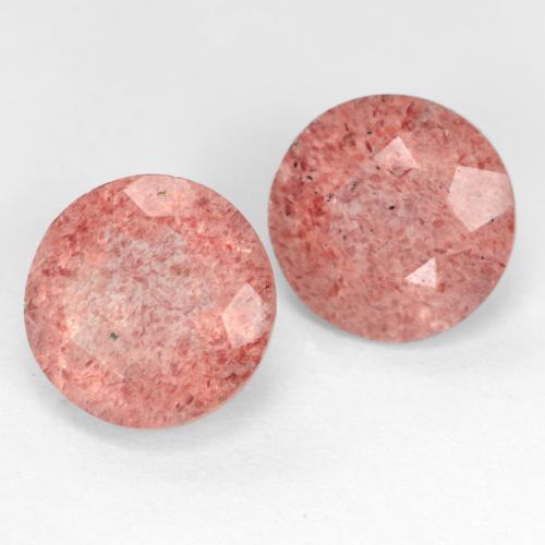 Gemas de Cuarzo Fresa Rosado medio natural de 5.08 ct, Corte Redondo, Translúcido