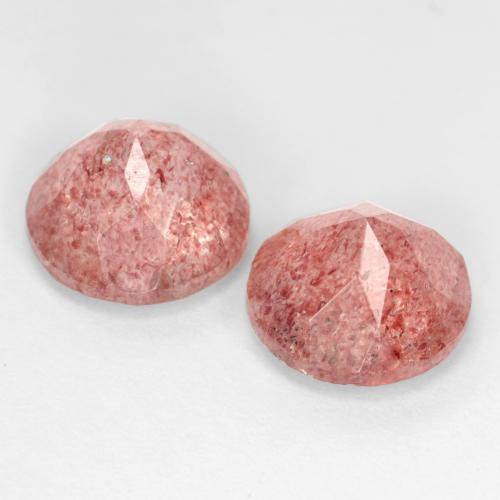 Gemas de Cuarzo Fresa Rosado medio natural de 5.08 ct, Corte Redondo, Translúcido
