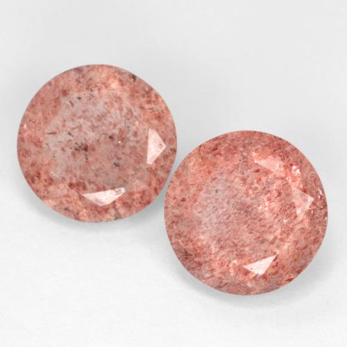 Gemas de Cuarzo Fresa Rosado medio natural de 4.84 ct, Corte Redondo, Translúcido