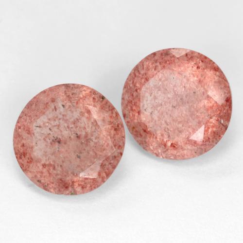 Gemas de Cuarzo Fresa Rosado medio natural de 4.84 ct, Corte Redondo, Translúcido