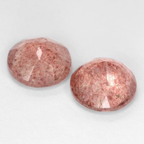 Gemas de Cuarzo Fresa Rosado medio natural de 4.84 ct, Corte Redondo, Translúcido