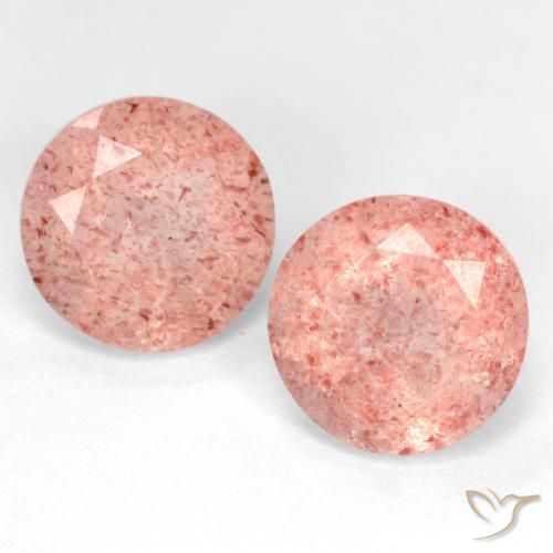 5.52ctw Natural Rosado claro cuarzo fresa, Redondo, Translúcido