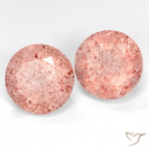 Gemas de Cuarzo fresa Rosado claro natural de 5.52 ct, Redondo, Translúcido