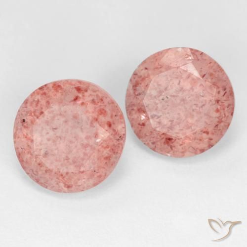 Gemas de Cuarzo fresa Rosado claro medio natural de 4.89 ct, Redondo, Translúcido