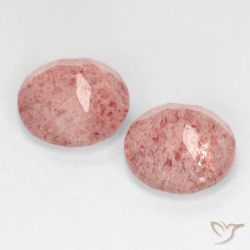 Gemas de Cuarzo fresa Rosado claro medio natural de 4.89 ct, Redondo, Translúcido